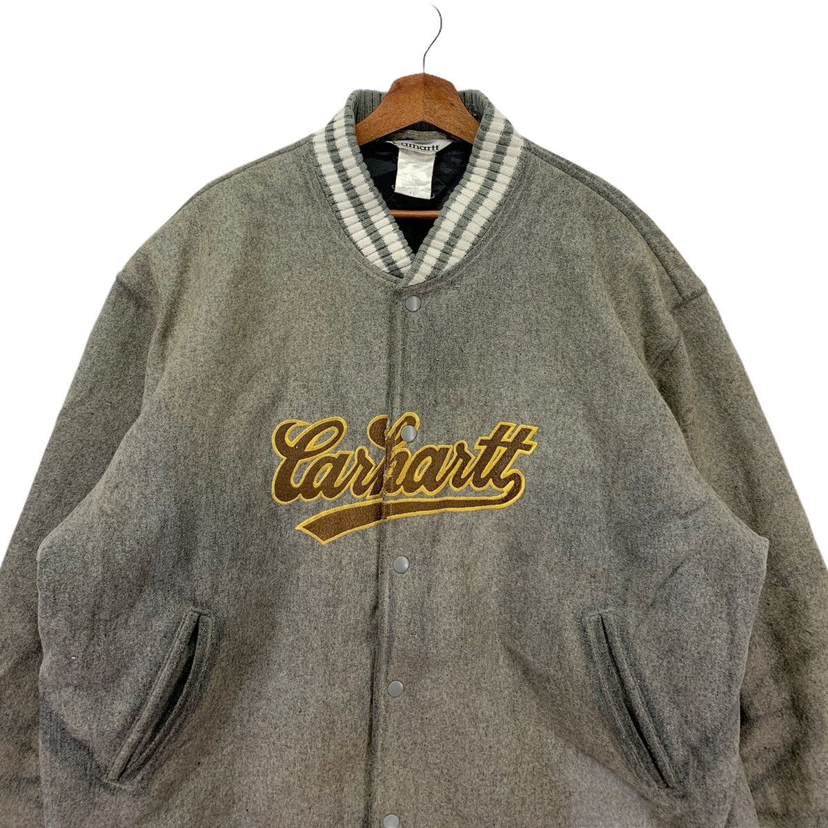 Carhartt × Carhartt Wip Vintage Carhartt Varsity Sweater Oversize Wool Size US XXL / EU 58 / 5 - 2 Thumbnail