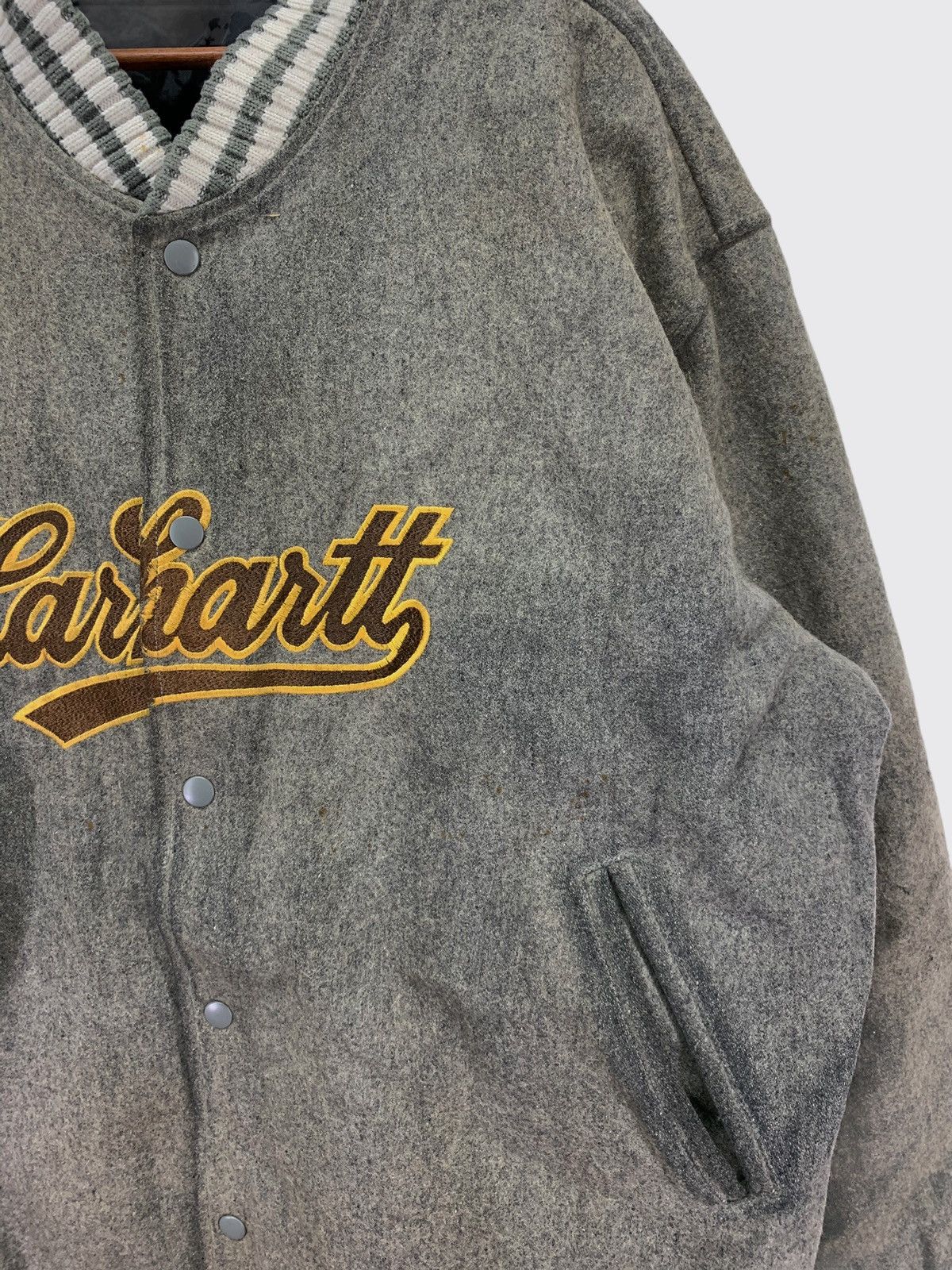 Carhartt × Carhartt Wip Vintage Carhartt Varsity Sweater Oversize Wool Size US XXL / EU 58 / 5 - 3 Thumbnail