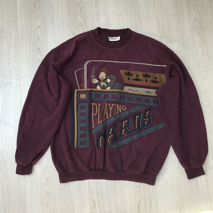 Iceberg Iceberg Jiminy Cricket Playing Cards crewneck sweatshirt Grailed