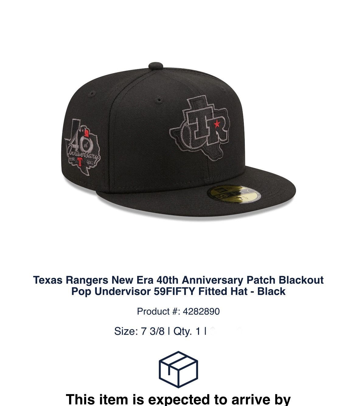 Texas Rangers New Era 40th Anniversary Patch Blackout Pop Undervisor  59FIFTY Fitted Hat - Black