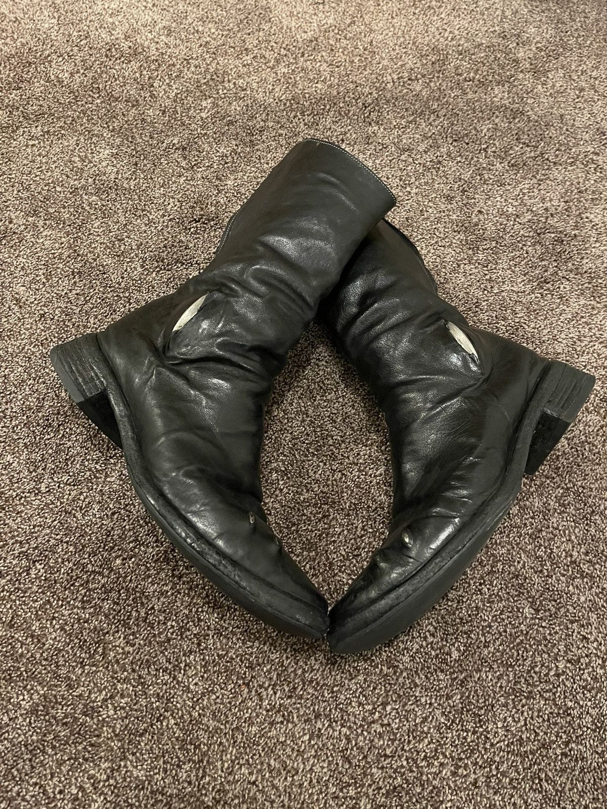 Carol Christian Poell Prosthetic Titanium Tornados Zip Boots