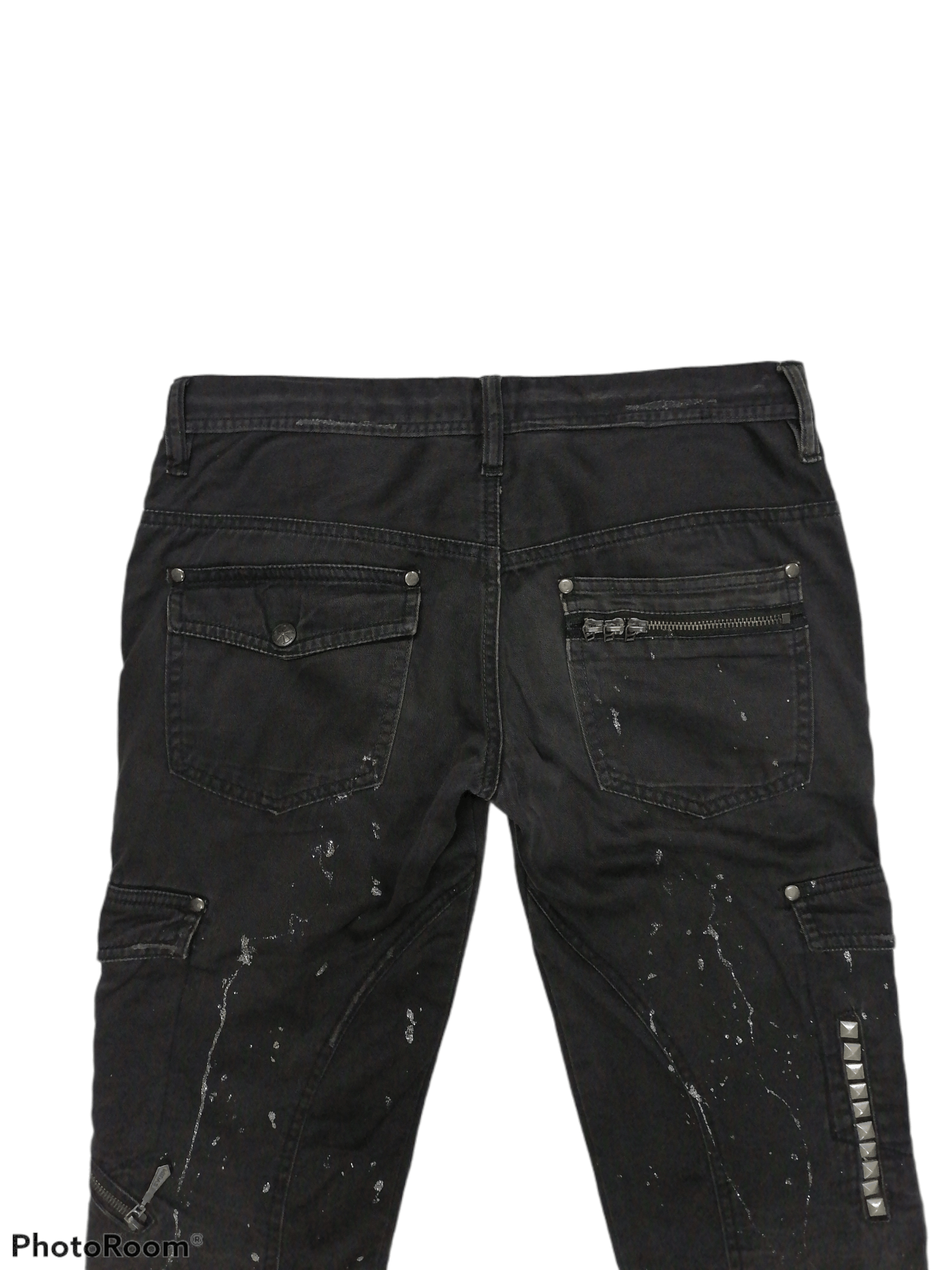 Japanese Brand Midas Studded Multipocket Splattered Bootcut Cargo Pants Size US 30 / EU 46 - 9 Thumbnail