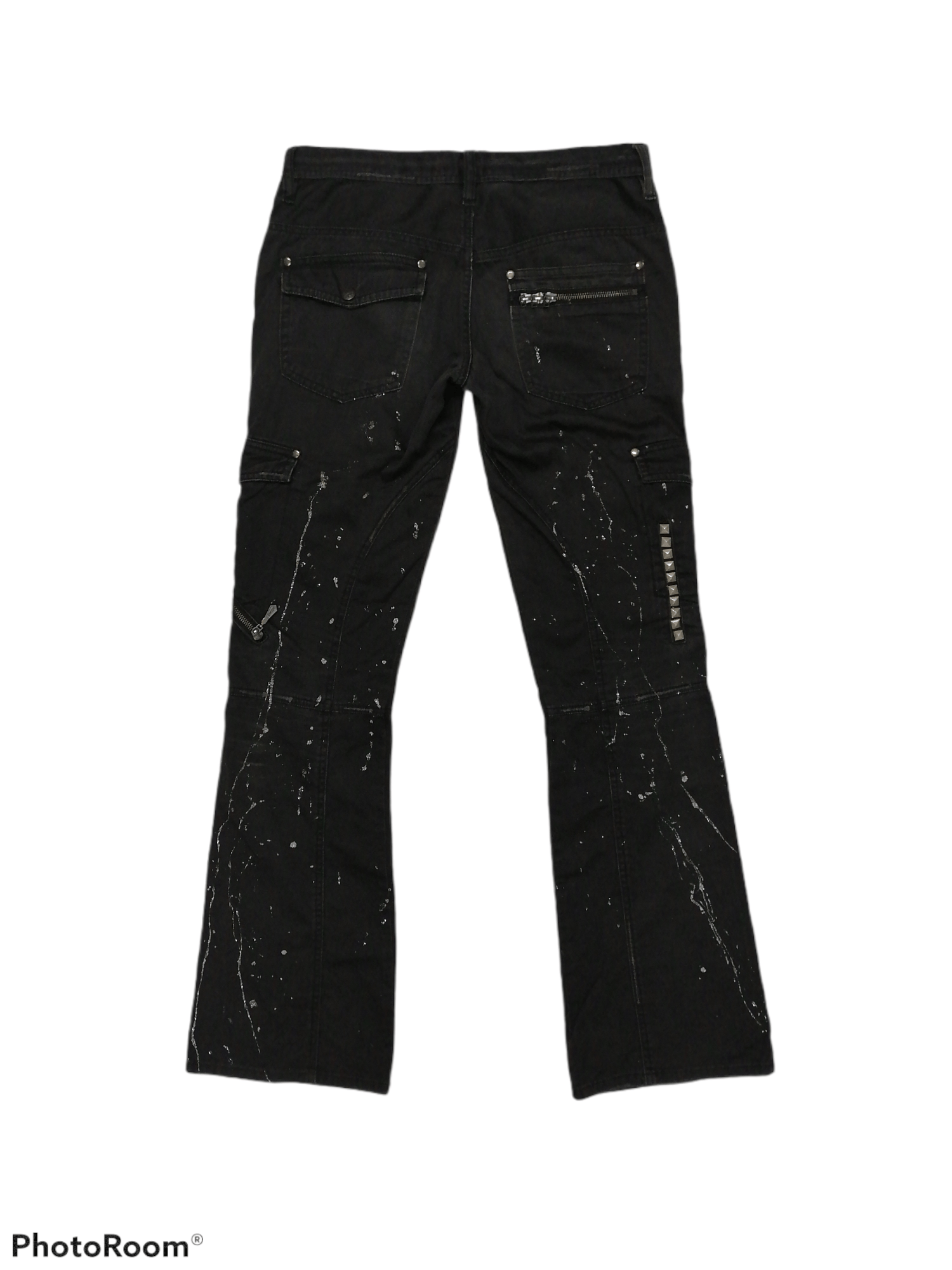 Japanese Brand Midas Studded Multipocket Splattered Bootcut Cargo Pants Size US 30 / EU 46 - 5 Thumbnail