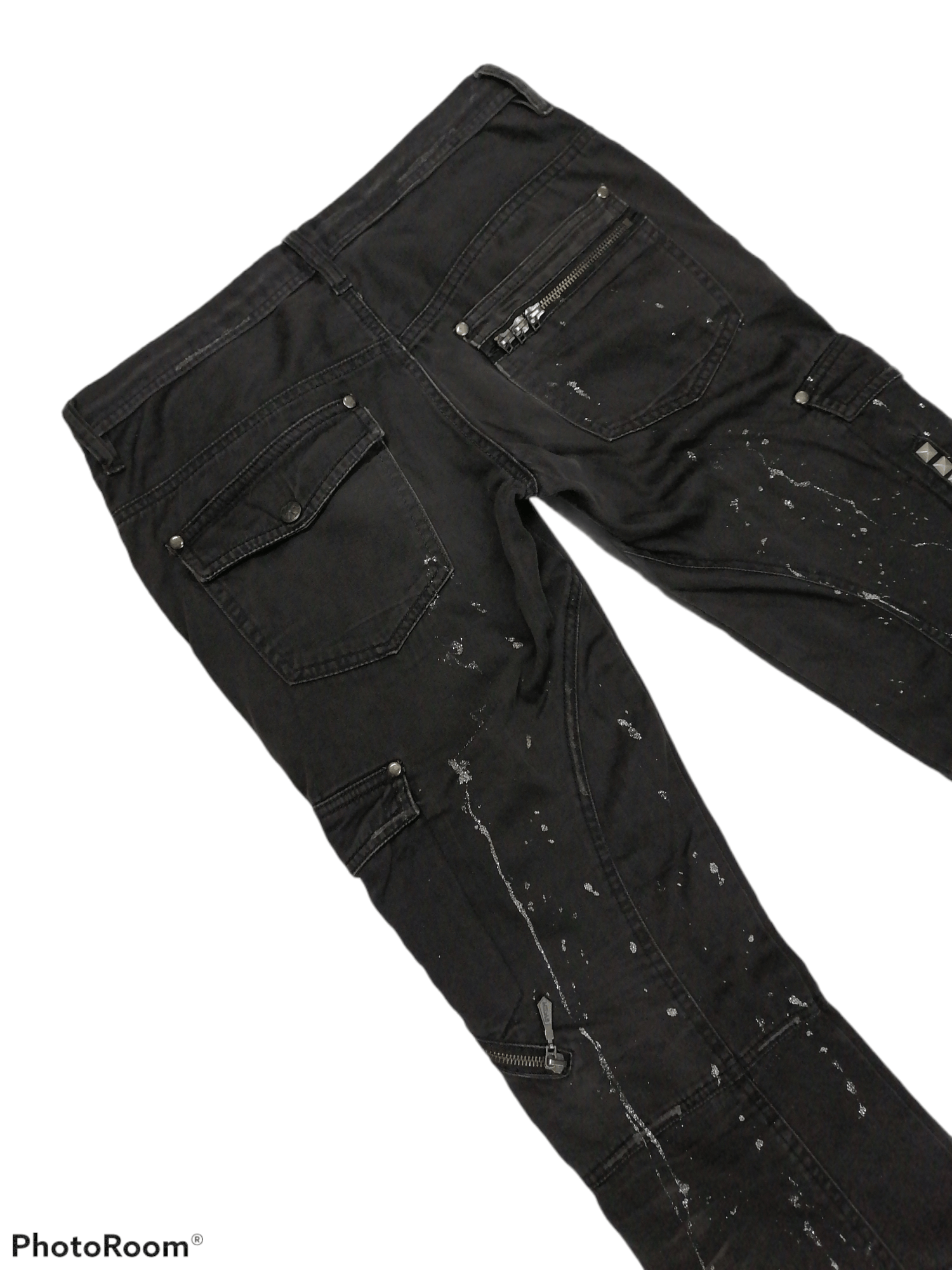 Japanese Brand Midas Studded Multipocket Splattered Bootcut Cargo Pants Size US 30 / EU 46 - 7 Thumbnail