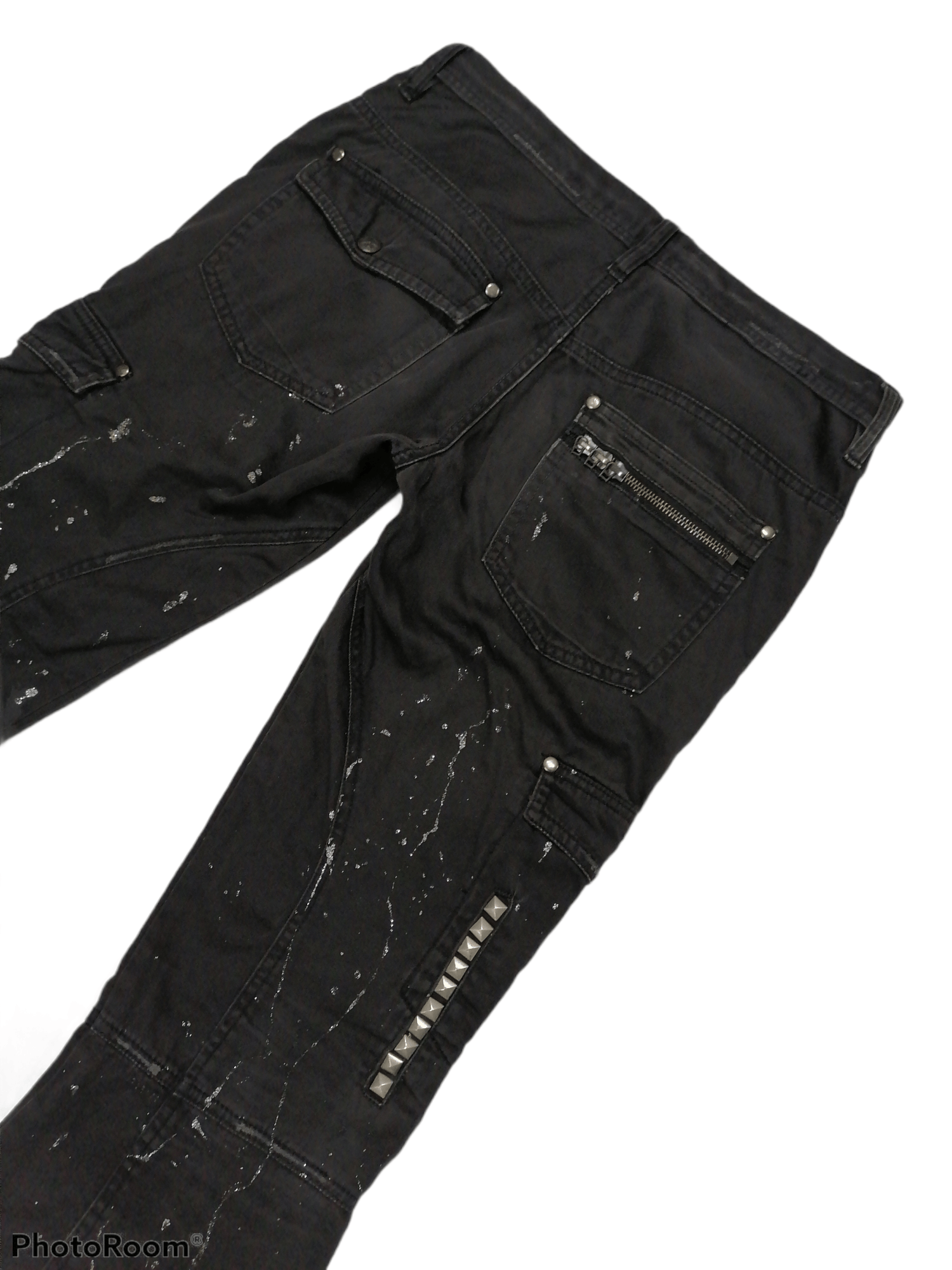 Japanese Brand Midas Studded Multipocket Splattered Bootcut Cargo Pants Size US 30 / EU 46 - 8 Thumbnail