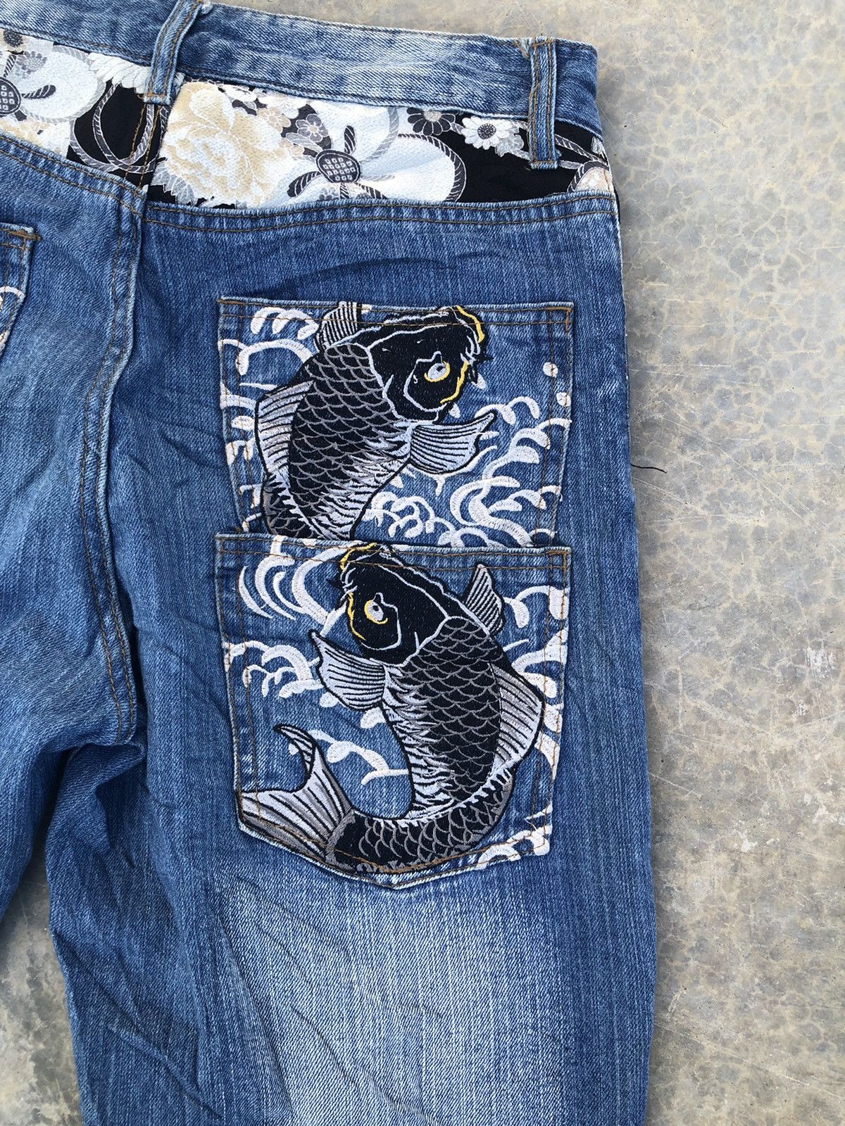 Japanese Brand Japanese Brand Koi Fish Embroidery Double Pocket Denim Size US 32 / EU 48 - 6 Thumbnail