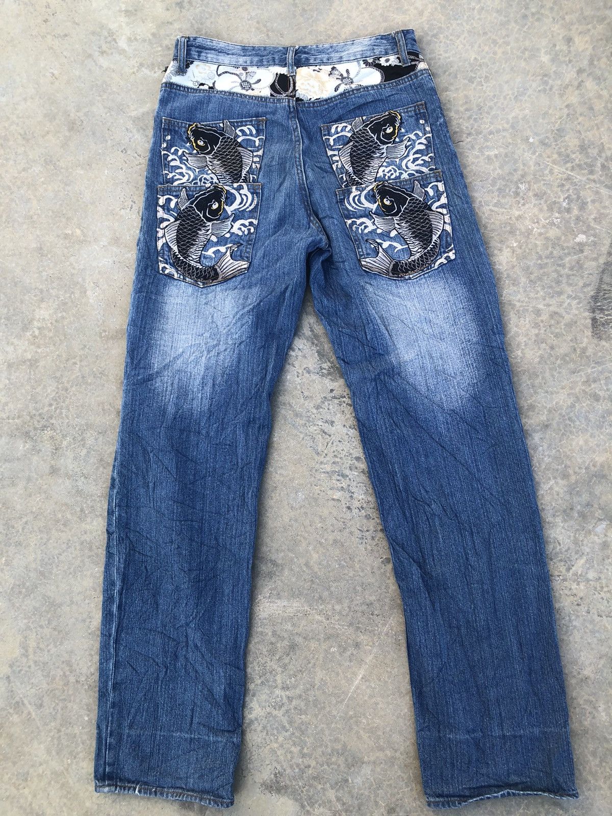 Japanese Brand Japanese Brand Koi Fish Embroidery Double Pocket Denim Size US 32 / EU 48 - 1 Thumbnail