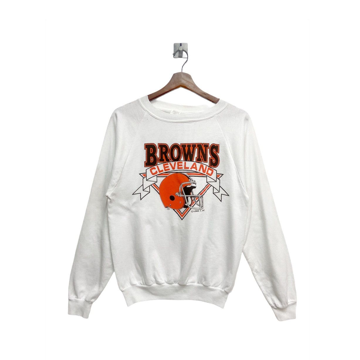 image of Logo 7 x Nfl Vintage 70's Cleveland Browns Sweatshirt Size S in White, Men's