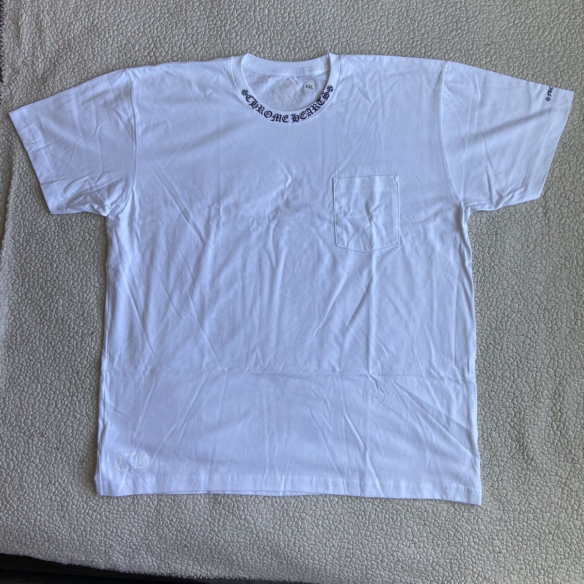 Chrome Hearts Chrome Hearts White Neck Logo T Shirt XXL Size US XXL / EU 58 / 5 - 1 Thumbnail