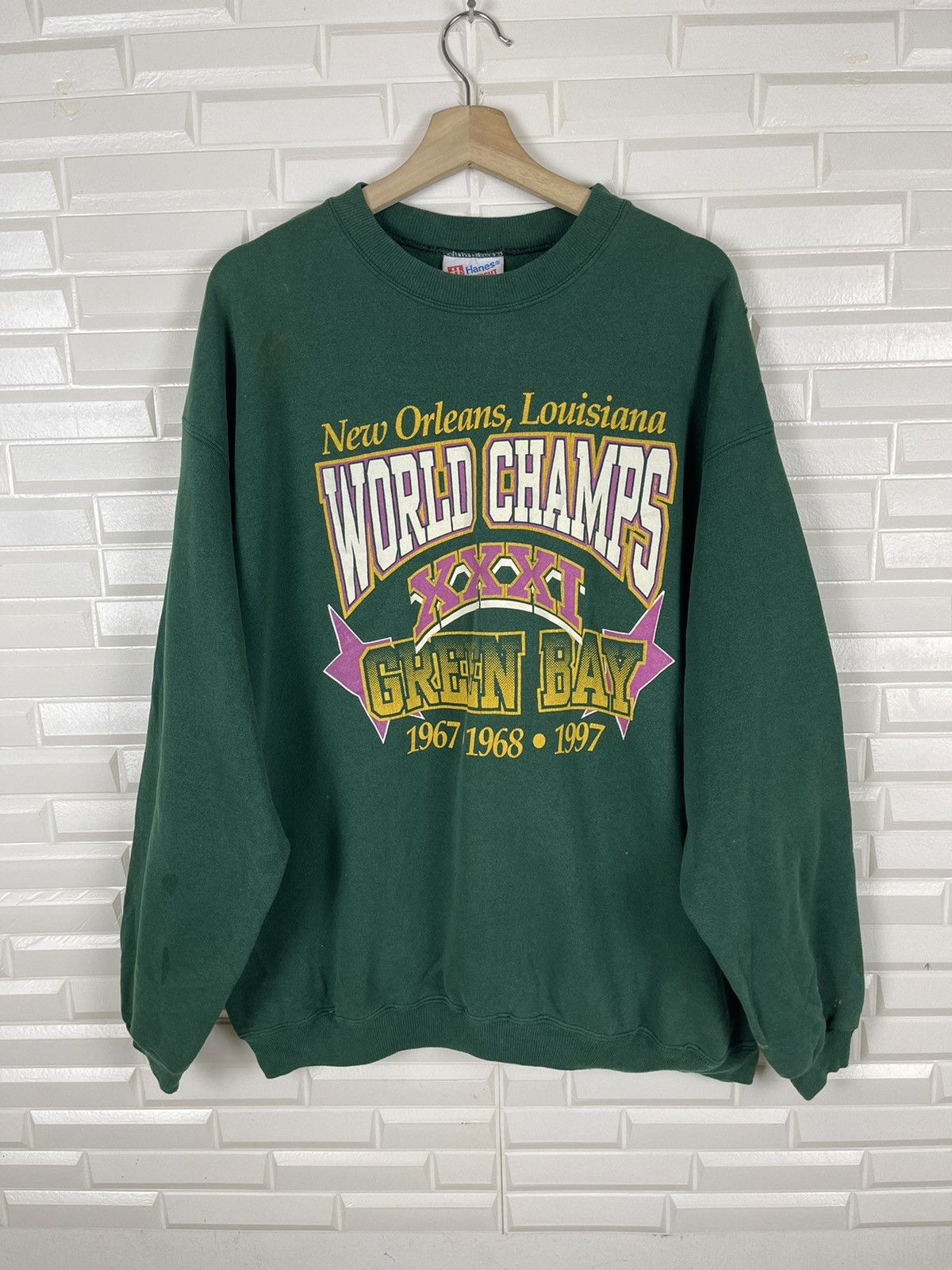 Hanes Vintage 90’s GREEN BAY PACKERS NFL USA CHAMPS Size US XL / EU 56 / 4 - 4 Thumbnail