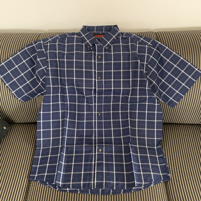 Architect NWOT Short Sleeve Button Down Shirt L Blue Check | Grailed