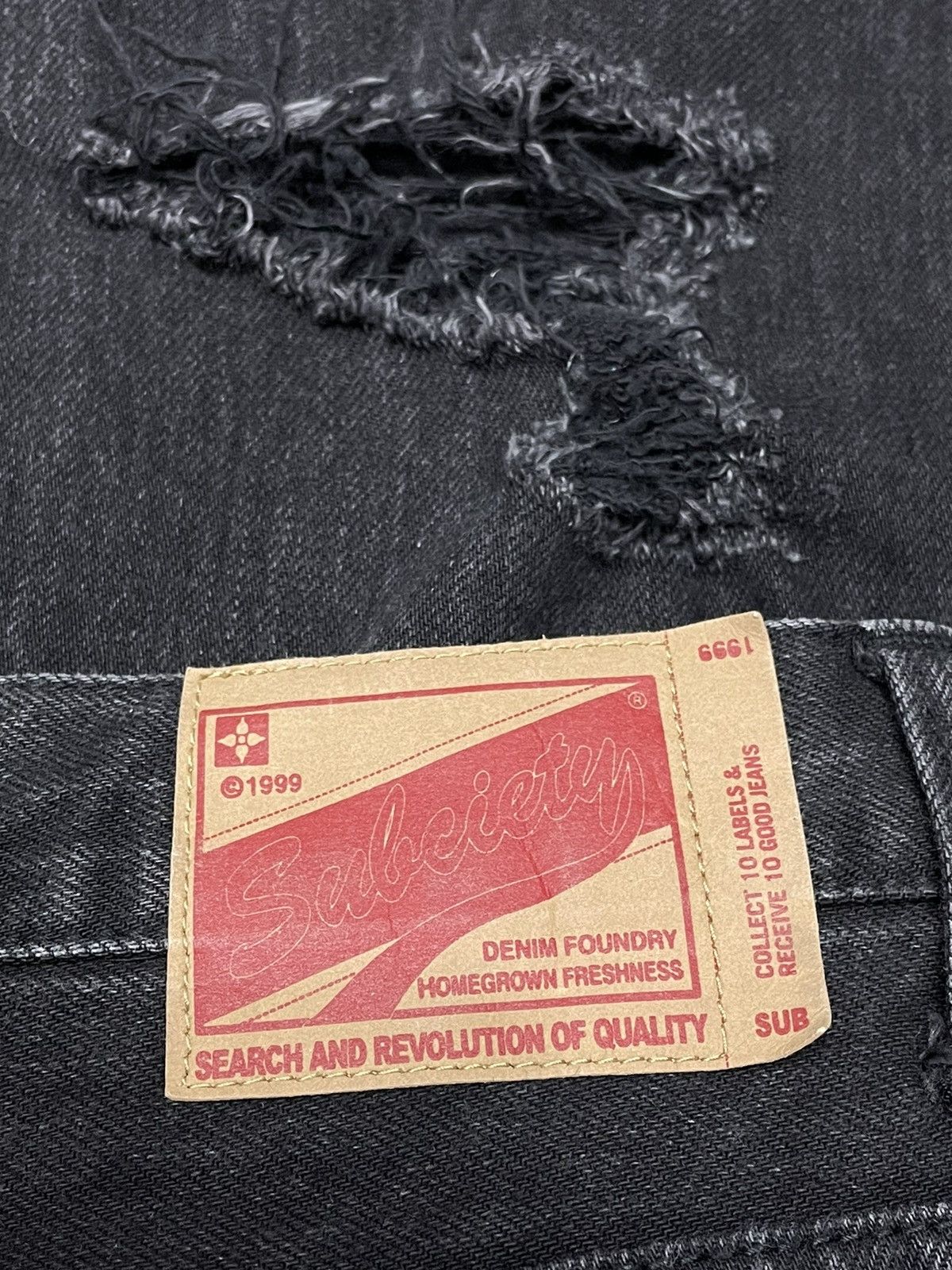 Japanese Brand FOG Style Vintage SUBCIETY Crash Knee Slim Fit Denim Size US 33 - 10 Thumbnail