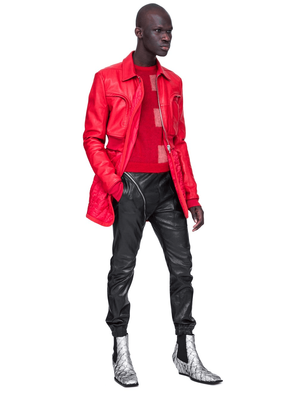 Rick Owens LAST DROP* Rick Owens FW19 Larry Red Leather Cropped Jacket Size US M / EU 48-50 / 2 - 2 Preview