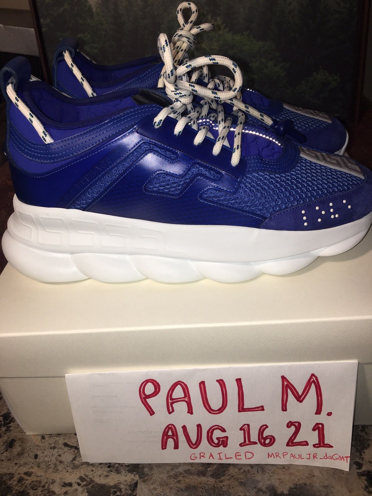 Versace Chain Reaction Blue Mesh Rubber Suede