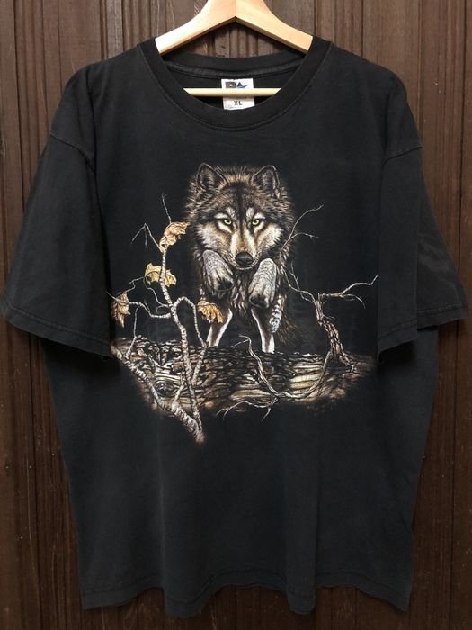 Vintage Vintage 90s Wolf by GarDner Stand Out Design Tee Shirt | Grailed