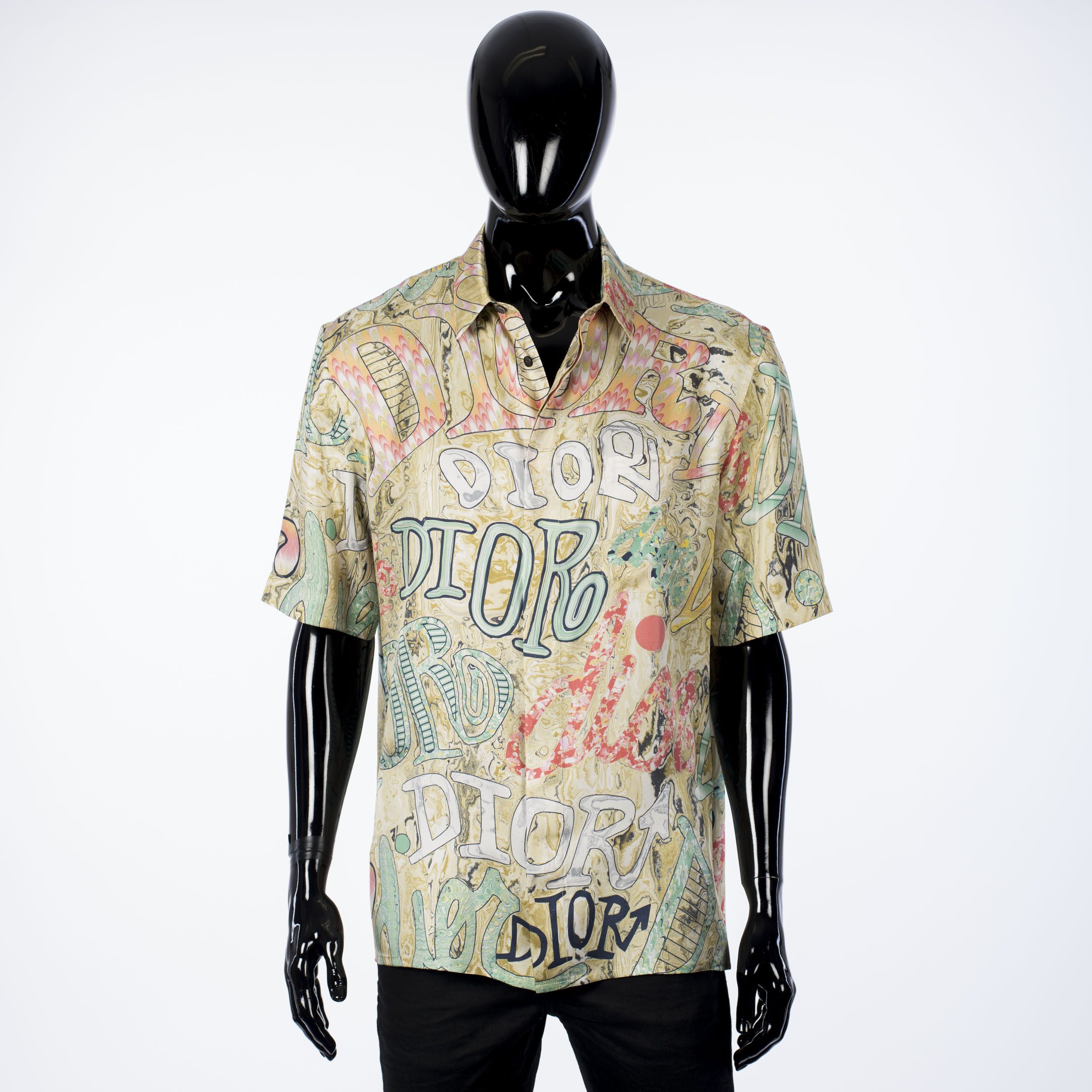 Dior x SHAWN STUSSY Marbel Effect Japan Silk Shirt | Grailed