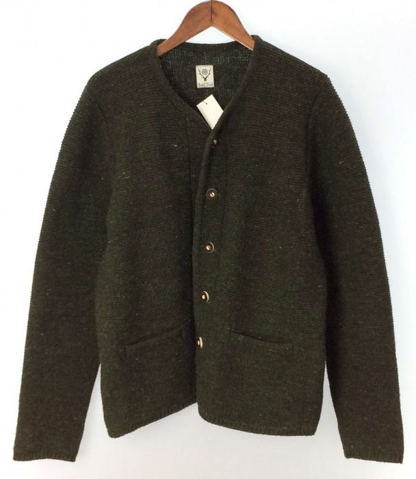 South2 West8 LAST DROP S2W8 chunky wool knit cardigan - olive | Grailed