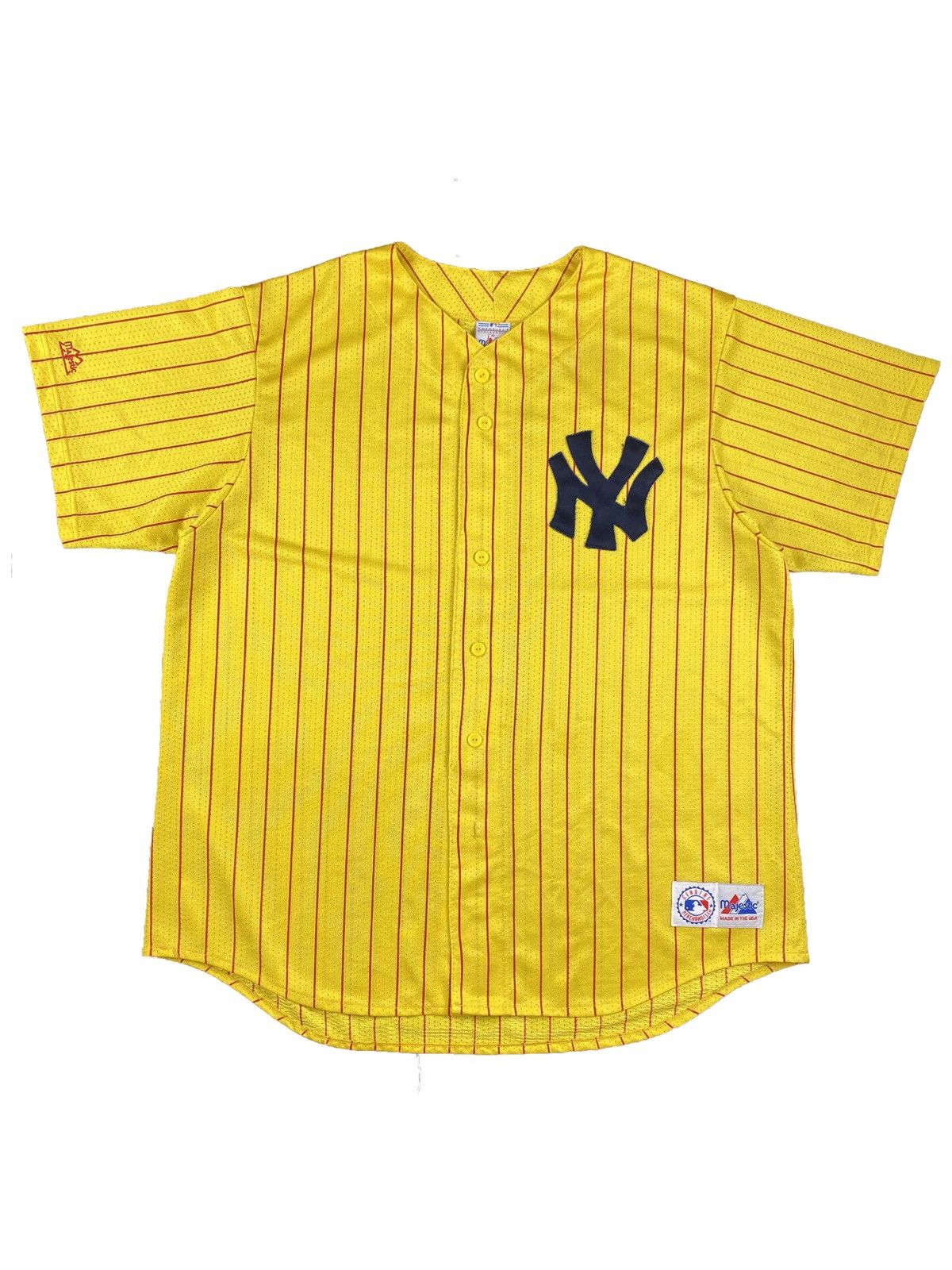 Vintage 90s Majestic New York Yankees MLB Baseball Jersey Yellow SZ L Made  USA