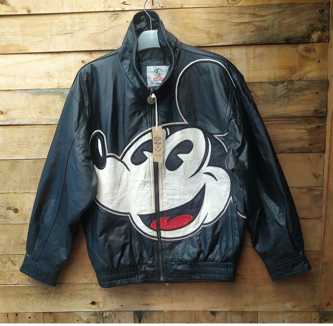 Vintage mickey mouse outlet leather jacket