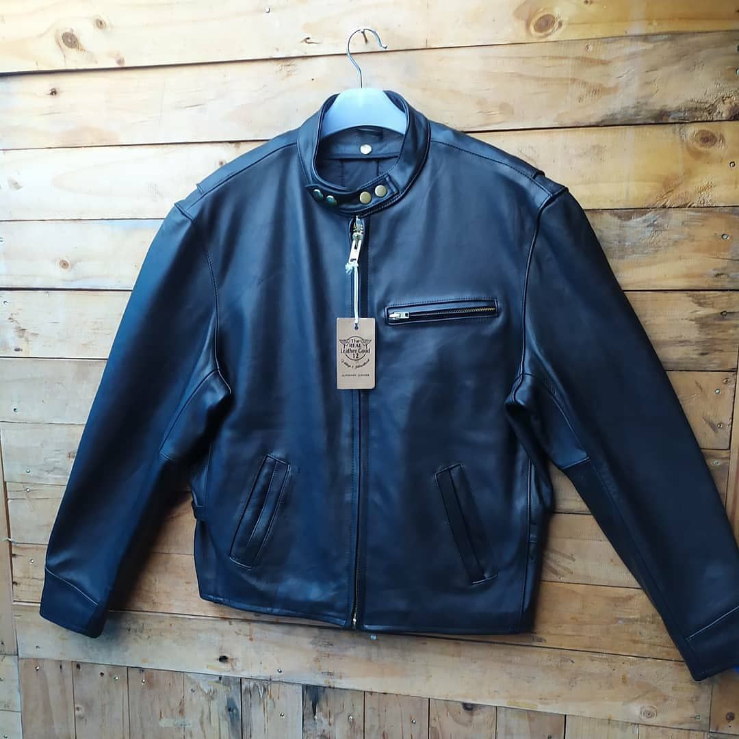 Genuine Leather MORGAN PRODUCTIONS LEATHER CAFE RACER MOTORCYCLE JACKET Size US L / EU 52-54 / 3 - 4 Thumbnail