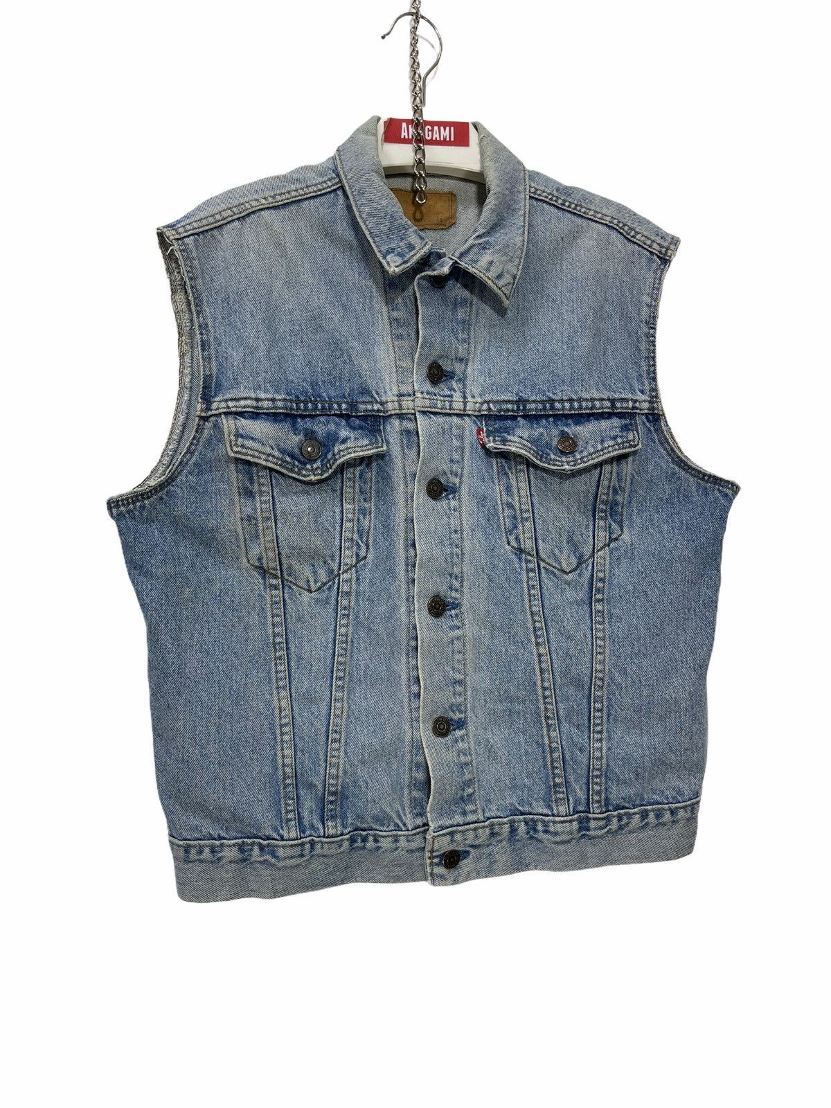 Levi's Vintage Clothing Vtg 90s Levi’s USA Sleeves Cutted Vest Denim Trucker 35🟩 Size US M / EU 48-50 / 2 - 1 Thumbnail