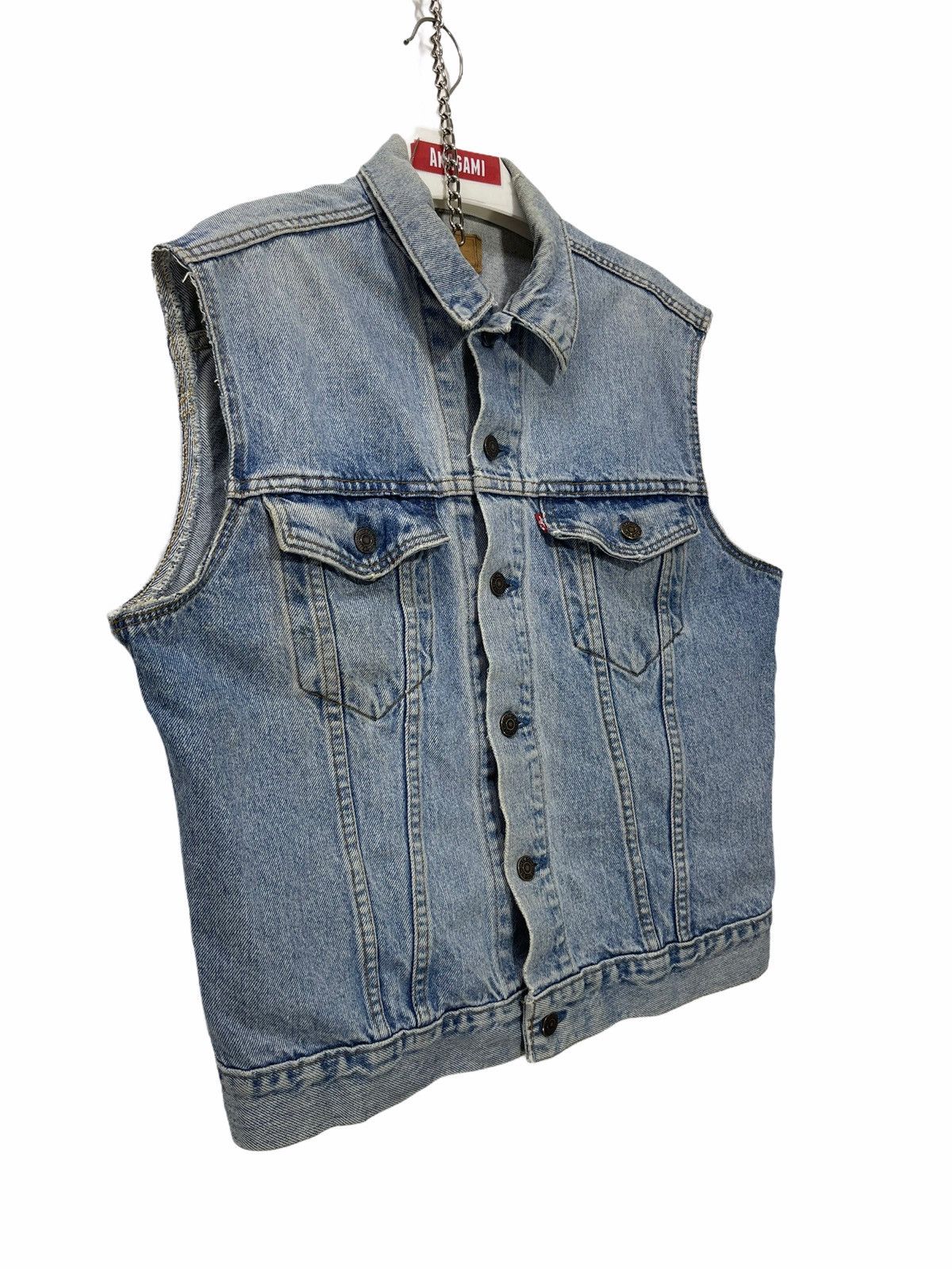 Levi's Vintage Clothing Vtg 90s Levi’s USA Sleeves Cutted Vest Denim Trucker 35🟩 Size US M / EU 48-50 / 2 - 2 Thumbnail