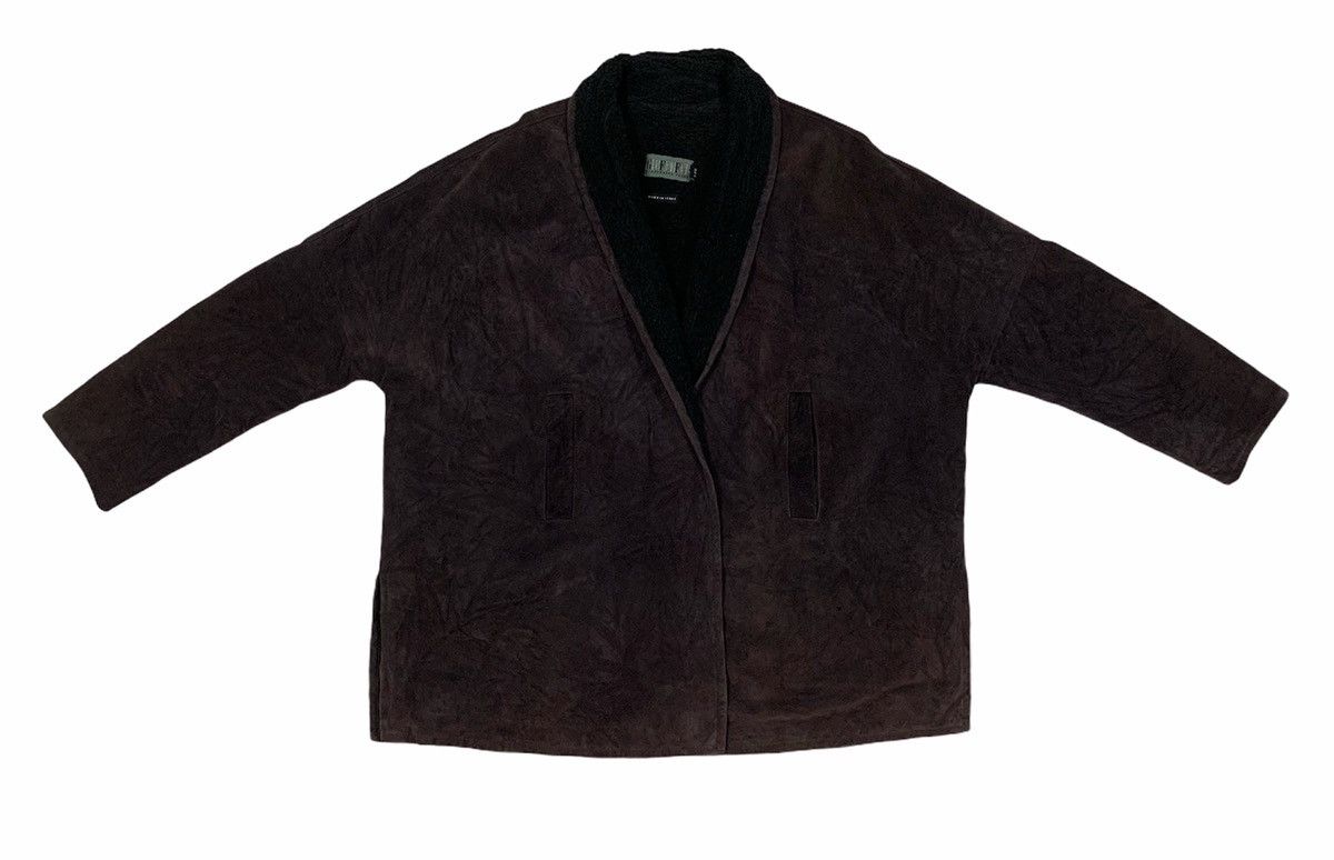 GF Ferre × Genuine Leather × Gianfranco Ferre ☃️ Gianfranco Ferre GFF Overcoat Leather Unbuttoned Jacket Size US XL / EU 56 / 4 - 4 Thumbnail