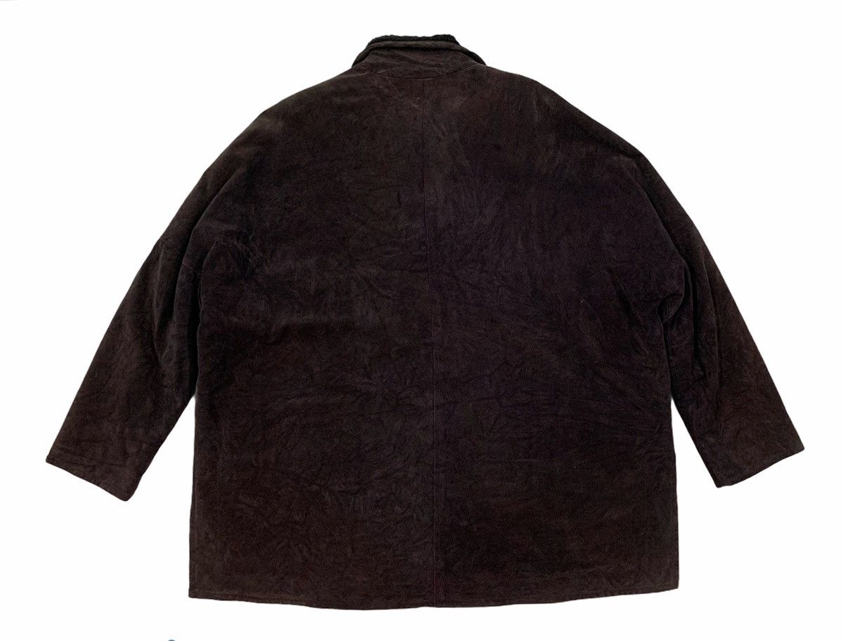 GF Ferre × Genuine Leather × Gianfranco Ferre ☃️ Gianfranco Ferre GFF Overcoat Leather Unbuttoned Jacket Size US XL / EU 56 / 4 - 2 Thumbnail