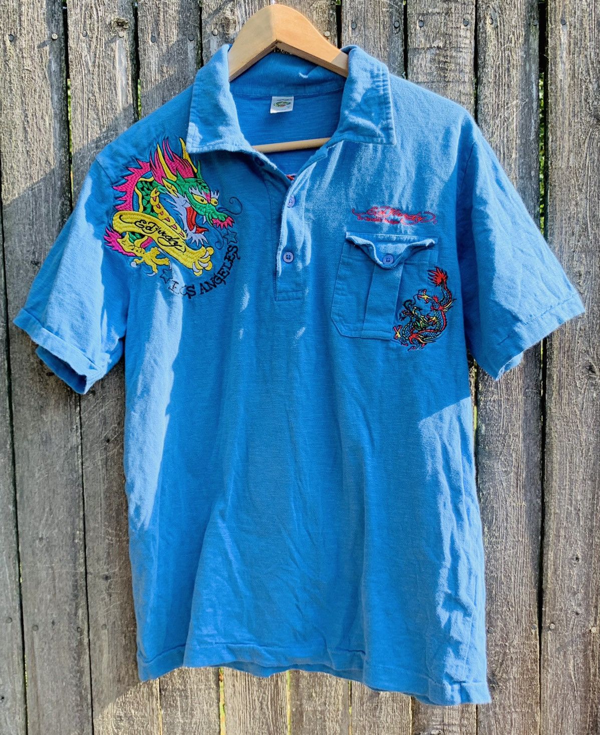 Vintage Ed Hardy embroidered polo shirt Medium