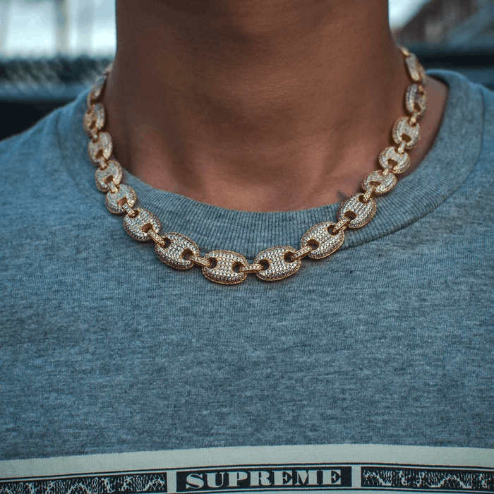 14k Yellow Gold Diamond Gucci Link Chain Necklace Choker