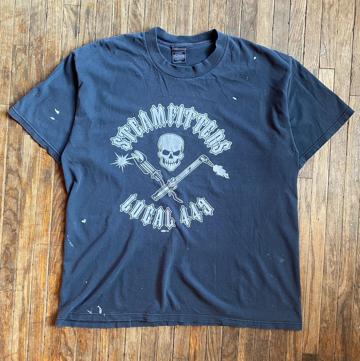 Vintage 90s Steamfitters Local 449 Faded Black T-Shirt | Grailed