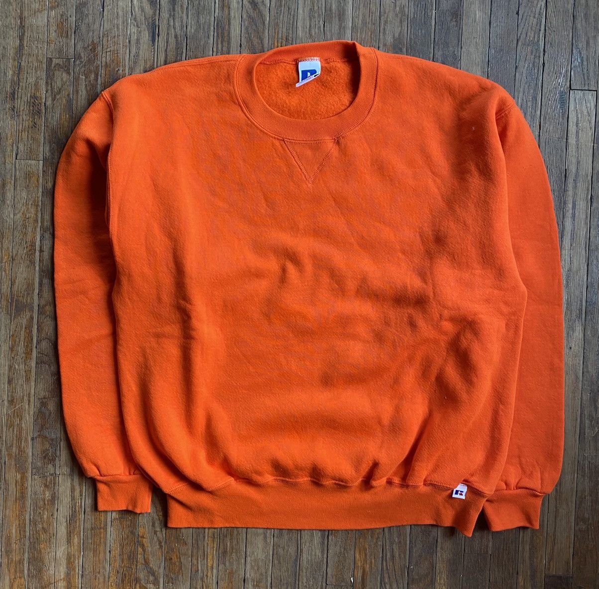 Russell Athletic × Vintage 90s Russell Athletic Orange Crewneck Sweatshirt Size US L / EU 52-54 / 3 - 1 Thumbnail