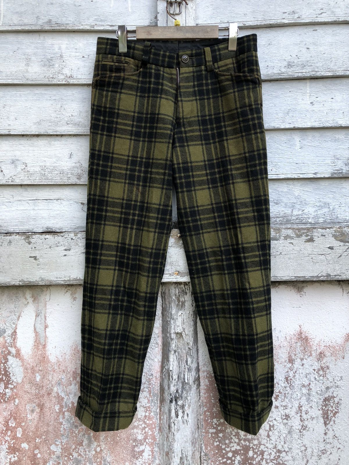 Sergeant Service Wool Plaid Green Black Tartan Pant