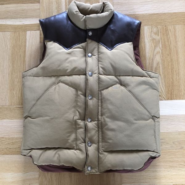 Sugar Cane Sugar Cane down vest with leather trim | Grailed