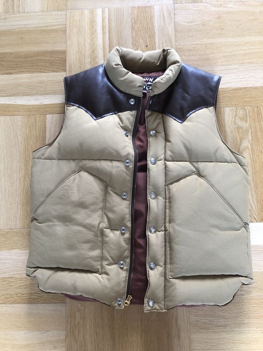 Sugar Cane Sugar Cane down vest with leather trim | Grailed