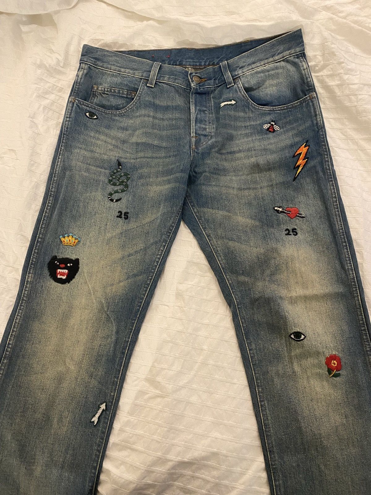 Gucci Gucci / Alessandro Michele Grail 🏆 - Denim pant with symbols Size US 36 / EU 52 - 1 Thumbnail