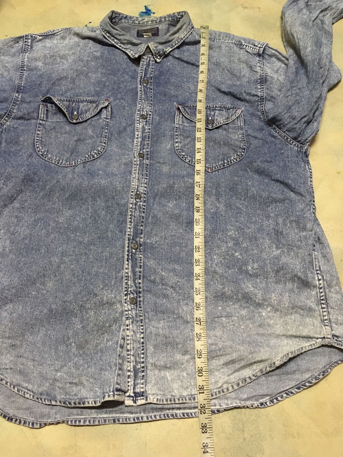 Edwin Vintage Edwin Acid Wash Denim Style Button Up Shirt Size US XXL / EU 58 / 5 - 10 Thumbnail
