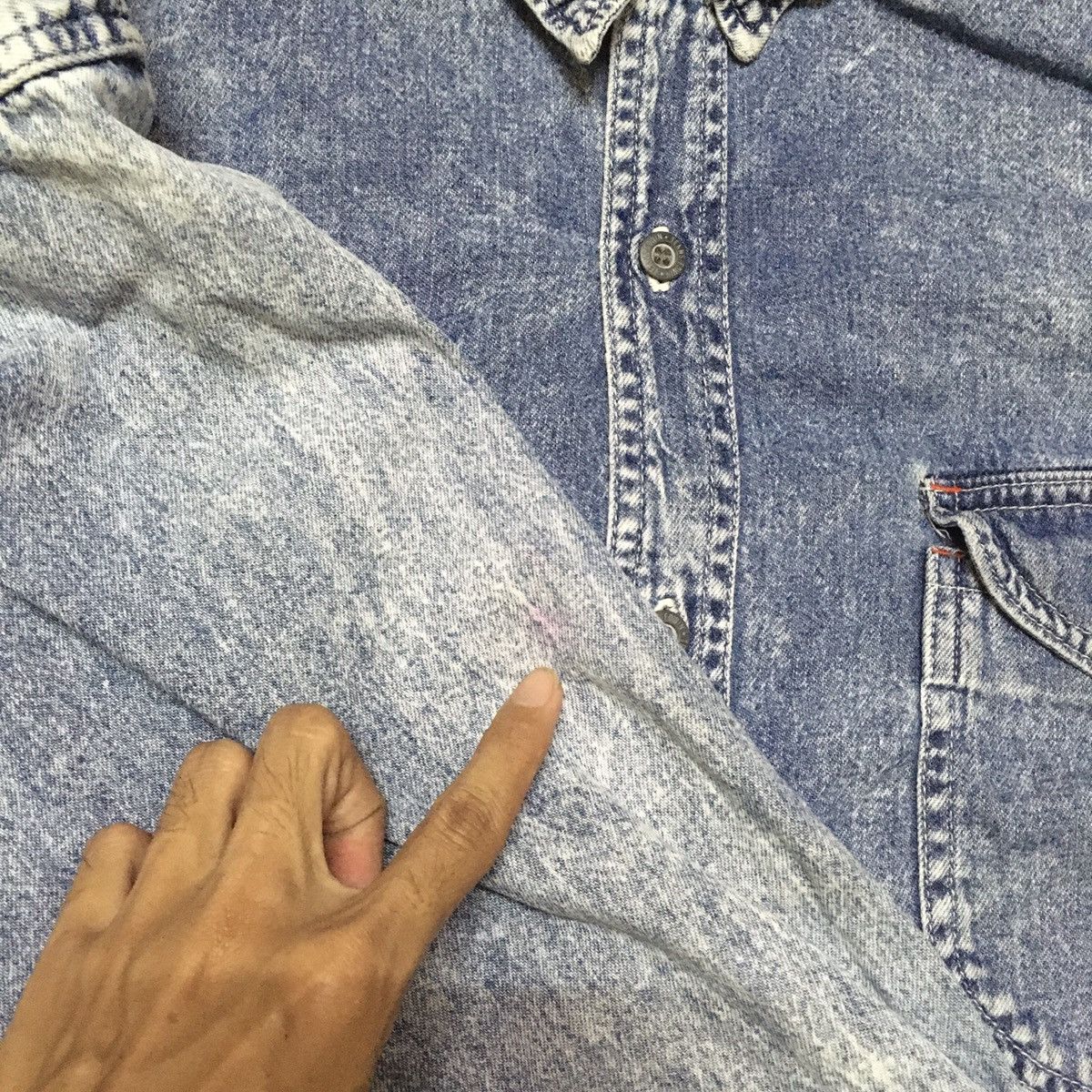 Edwin Vintage Edwin Acid Wash Denim Style Button Up Shirt Size US XXL / EU 58 / 5 - 4 Thumbnail