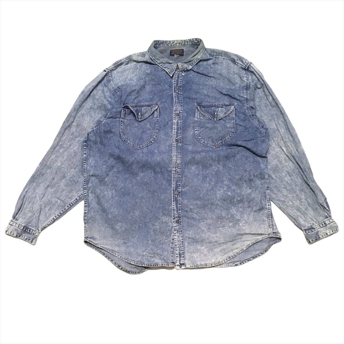 Edwin Vintage Edwin Acid Wash Denim Style Button Up Shirt Size US XXL / EU 58 / 5 - 1 Thumbnail