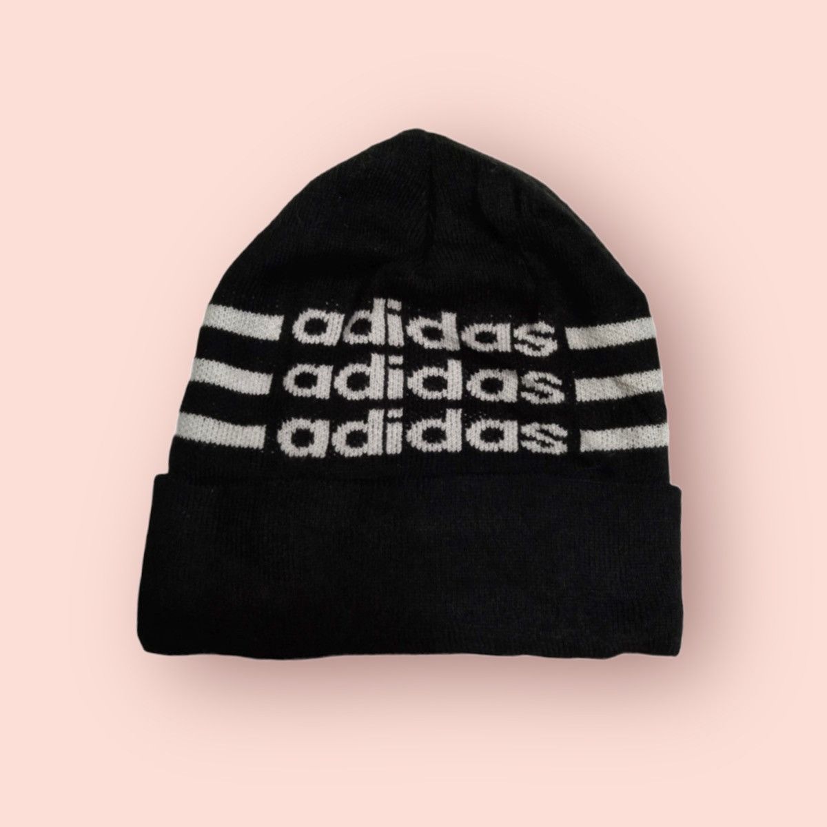 Adidas × Vintage RARE ADIDAS 3 STRIPES SPELL OUT BEANIE Size ONE SIZE - 7 Thumbnail