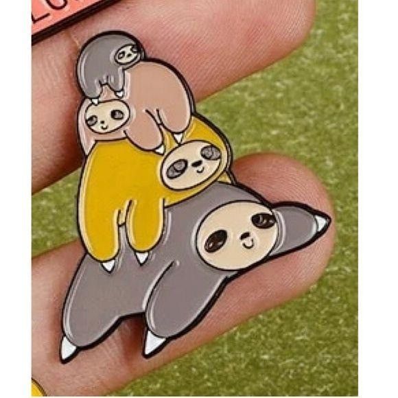 Other Cute Sloth Pin Sleeping Pile of Sloths Enamel Pin | Grailed