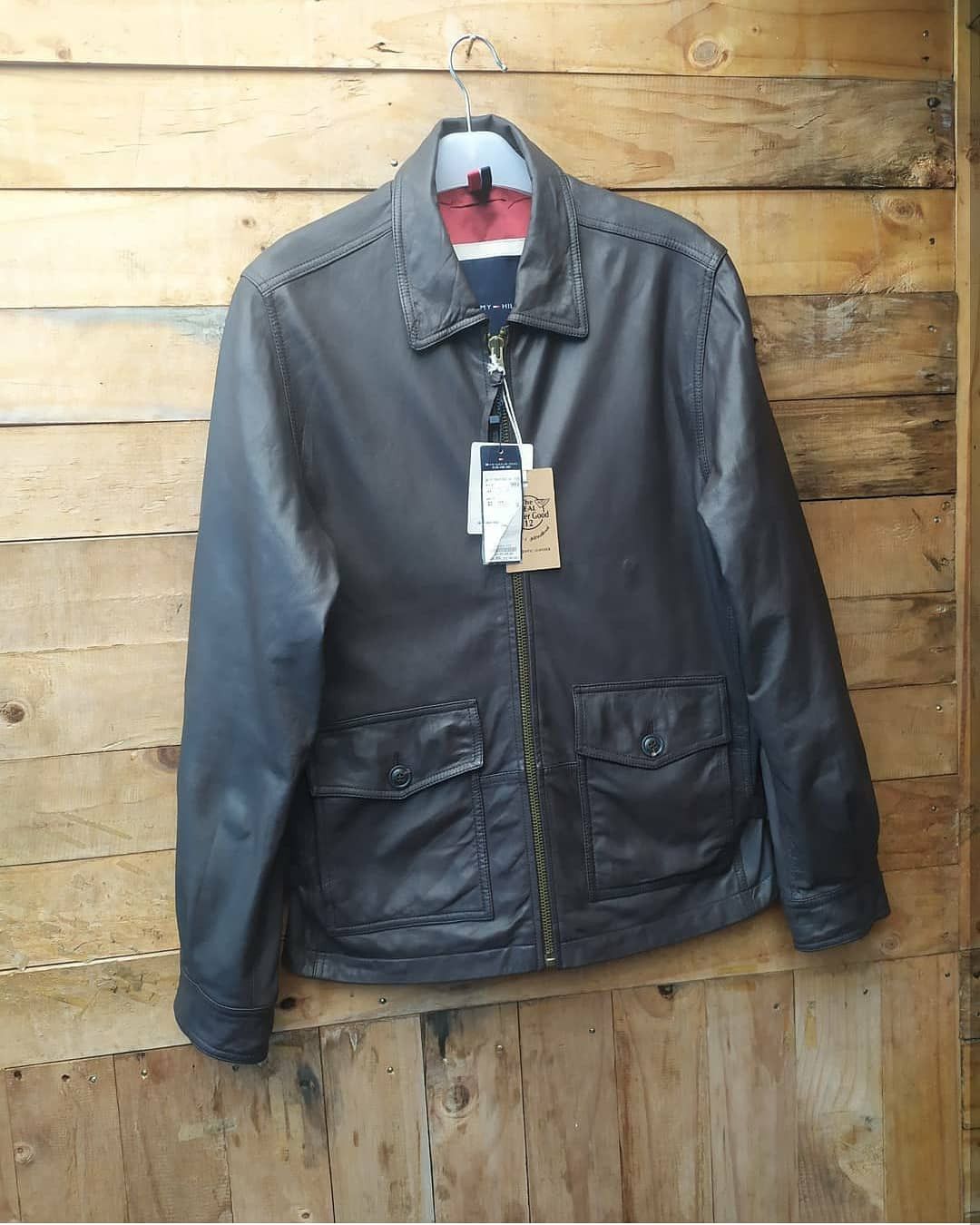 Designer × Tommy Hilfiger TOMMY HILFIGER LEATHER TYPE G8 NAVY AVIATION WING JACKET Size US L / EU 52-54 / 3 - 7 Thumbnail