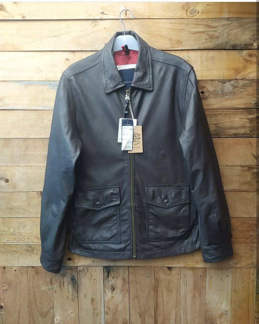 Designer × Tommy Hilfiger TOMMY HILFIGER LEATHER TYPE G8 NAVY AVIATION WING JACKET Size US L / EU 52-54 / 3 - 1 Thumbnail