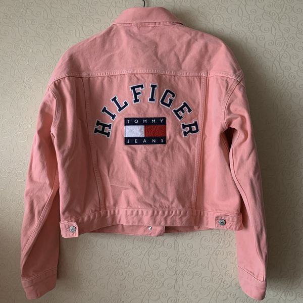 Tommy hilfiger pink denim jacket sales