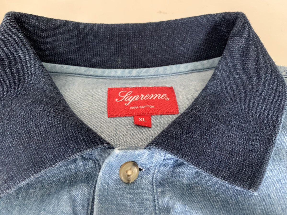 Supreme Supreme Light Denim Rugby Long Sleeve Polo Shirt XL | Grailed