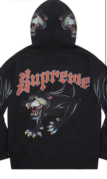 Supreme SUPREME PANTHER ZIP UP HOODIE SWEATSHIRT NATURAL SS21