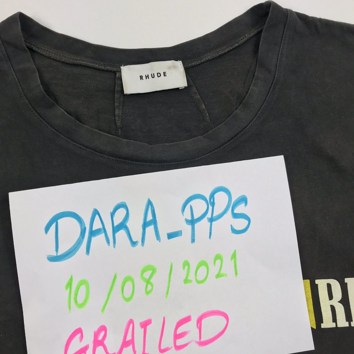 Rhude RHUDE LOGO RIGARETTE WASHED BLACK LONG T-SHIRT Size US L / EU 52-54 / 3 - 5 Thumbnail