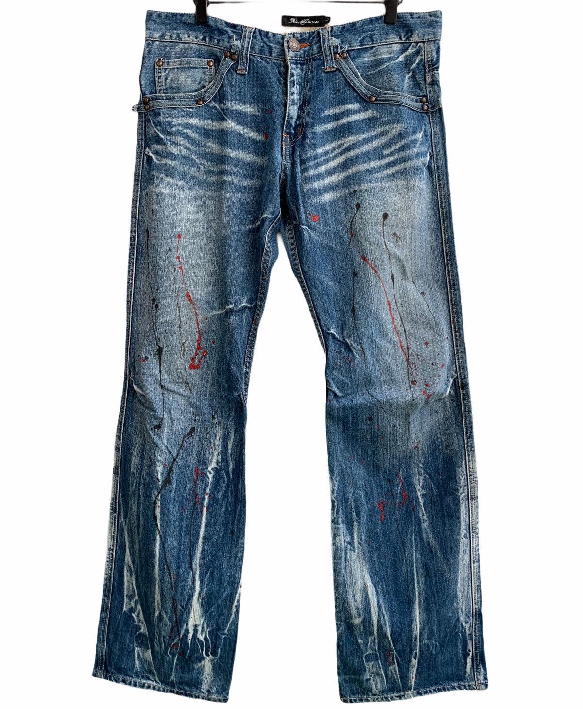 Roots Root Three Style Jeans Splattered Paint Denim | Grailed