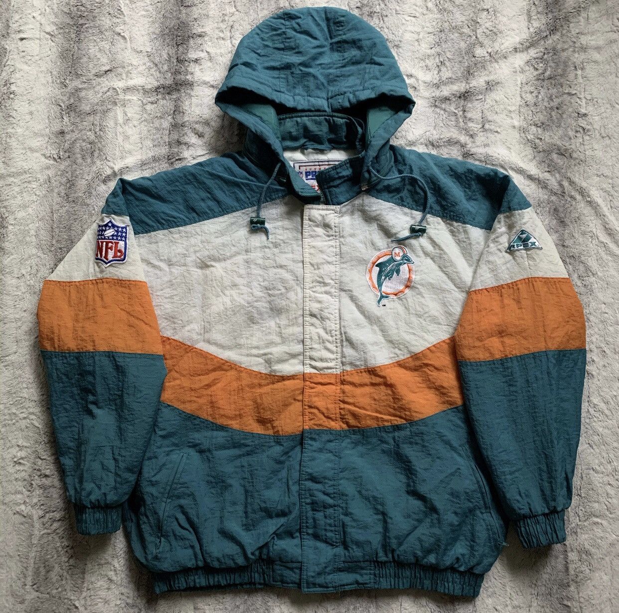 Miami Dolphins Jacket Coat Mens L Large Green Black Pro Line Apex One 90s  VTG