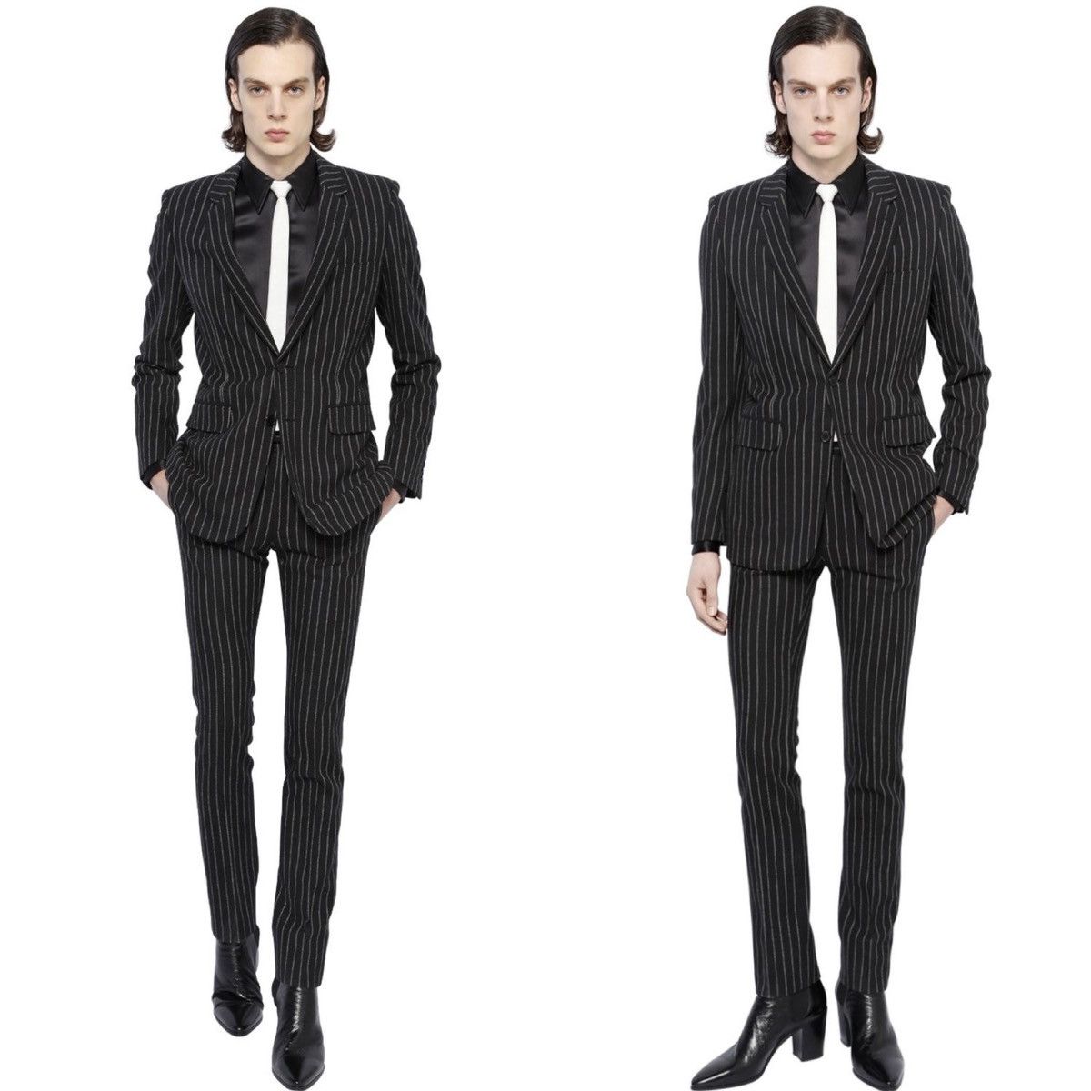 Hedi Slimane × Saint Laurent Paris 15FW Runway Pinstripes Suit Sz46/48 Size 46S - 9 Thumbnail